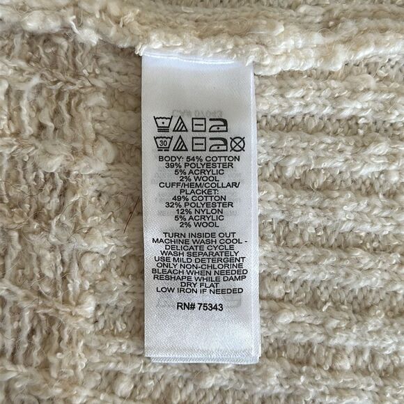 Joie Longline Nordic Cream & Tan Wool Blend Duster Cardigan Sweater Medium - Picture 9 of 10